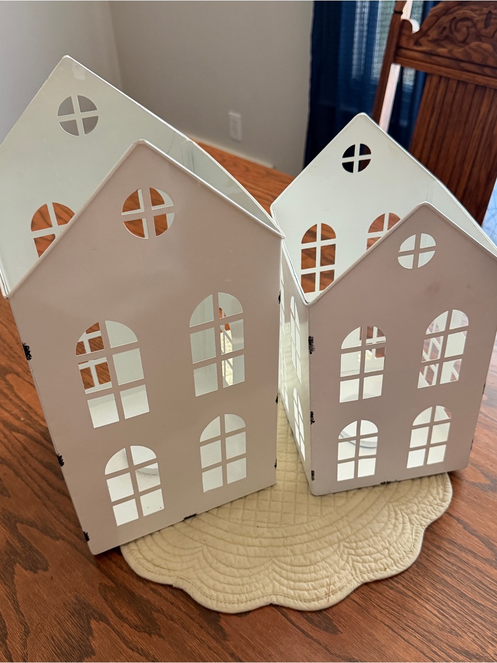 White Decorative Metal House Lanterns - Home Accents